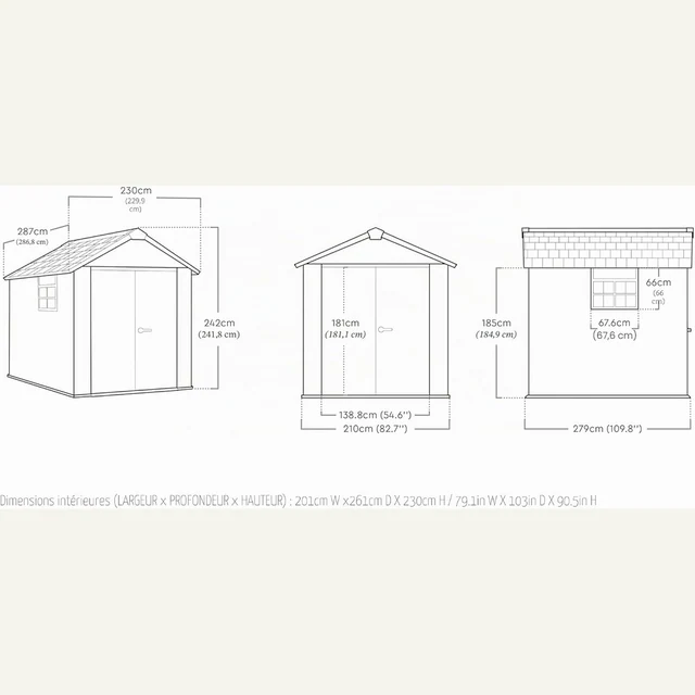 Vue principale de Abri de jardin Keter Oakland 6 m², parois effet bois peignables