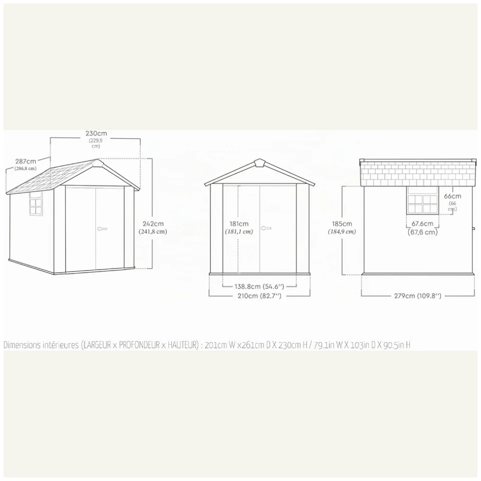 Vue principale de Abri de jardin Keter Oakland 6 m², parois effet bois peignables