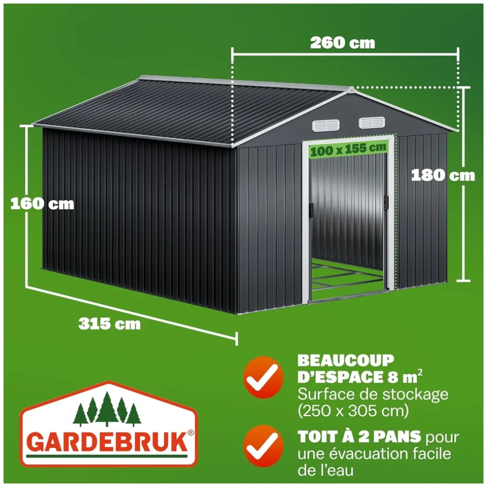 Vue principale de Abri de jardin métal GARDEBRUK XXXL 8 m², fondation incluse