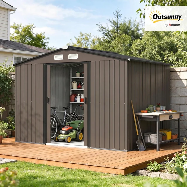 Vue principale de Abri de jardin métal Outsunny XXL 5,4 m², kit fondation inclus