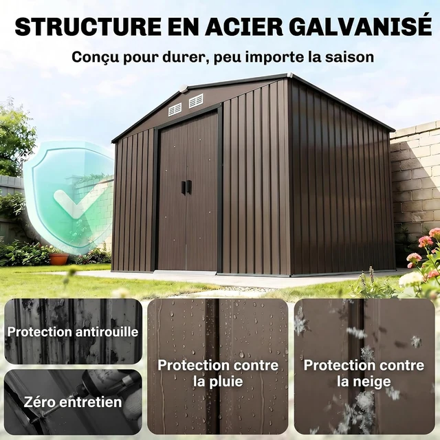 Vue principale de Abri de jardin métal Outsunny XXL 5,4 m², kit fondation inclus
