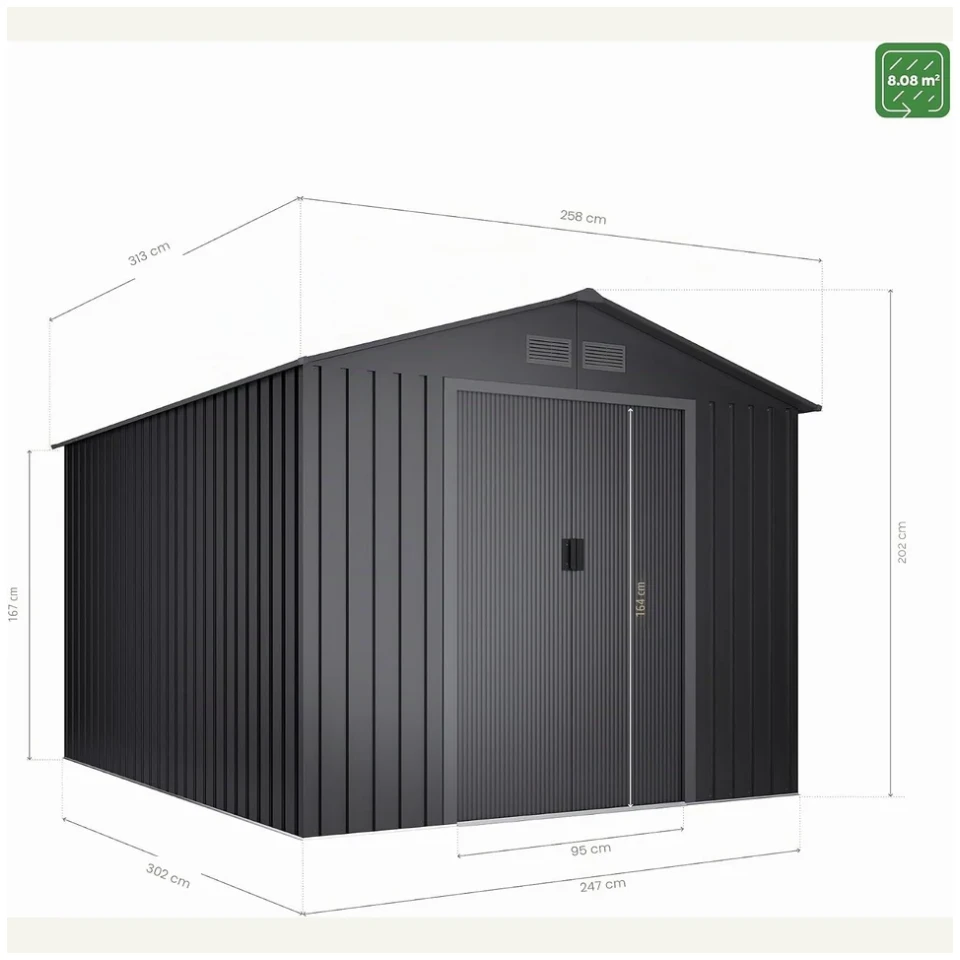 Vue principale de Abri de jardin métal Wasabi 8,08 m², finition anthracite