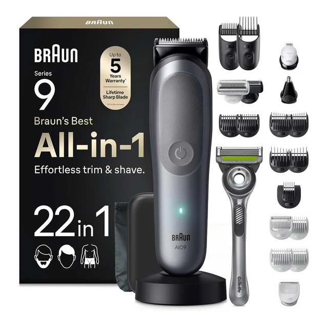 Vue principale de Braun Series 9 AIO9545, tondeuse tout en un 22 en 1
