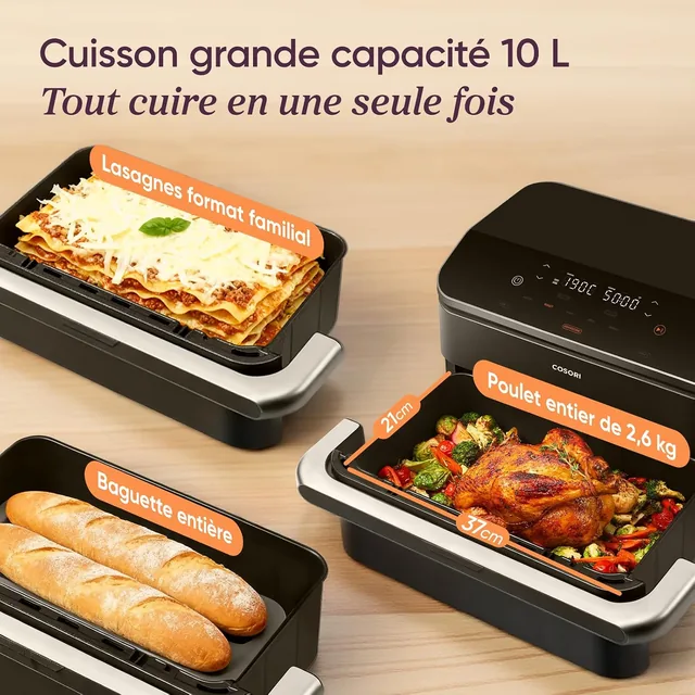 Vue principale de Cosori TwinFry 10 L, Friteuse sans huile double zone modulable