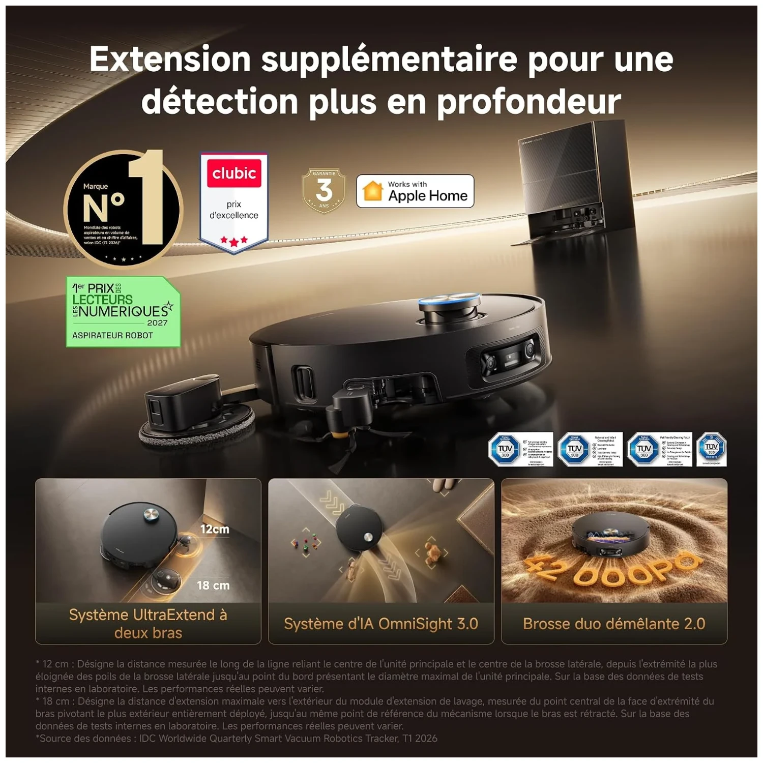 Vue principale de Dreame X60 Pro Ultra Complete, Robot aspirateur-laveur 42 000 Pa