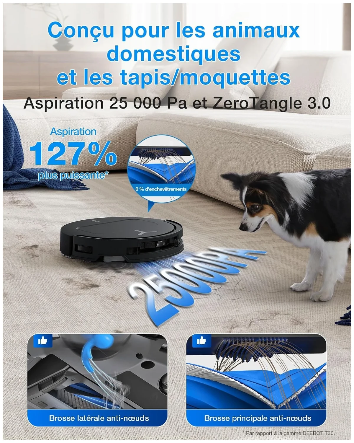Vue principale de ECOVACS DEEBOT T50 OMNI Gen3, Robot aspirateur-laveur 25 000 Pa