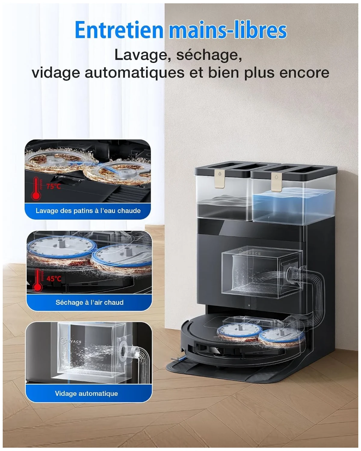 Vue principale de ECOVACS DEEBOT T50 OMNI Gen3, Robot aspirateur-laveur 25 000 Pa
