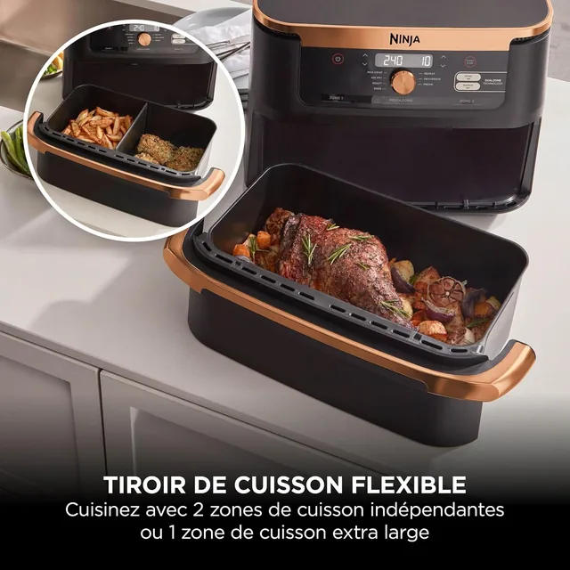 Vue principale de Ninja Foodi FlexDrawer AF500EUCP, Friteuse sans huile 10,4 L à 2 zones