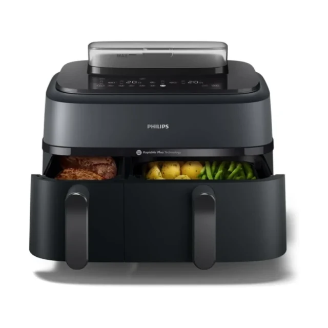 Vue principale de Philips Airfryer Série 5000, Double panier 9 L avec vapeur