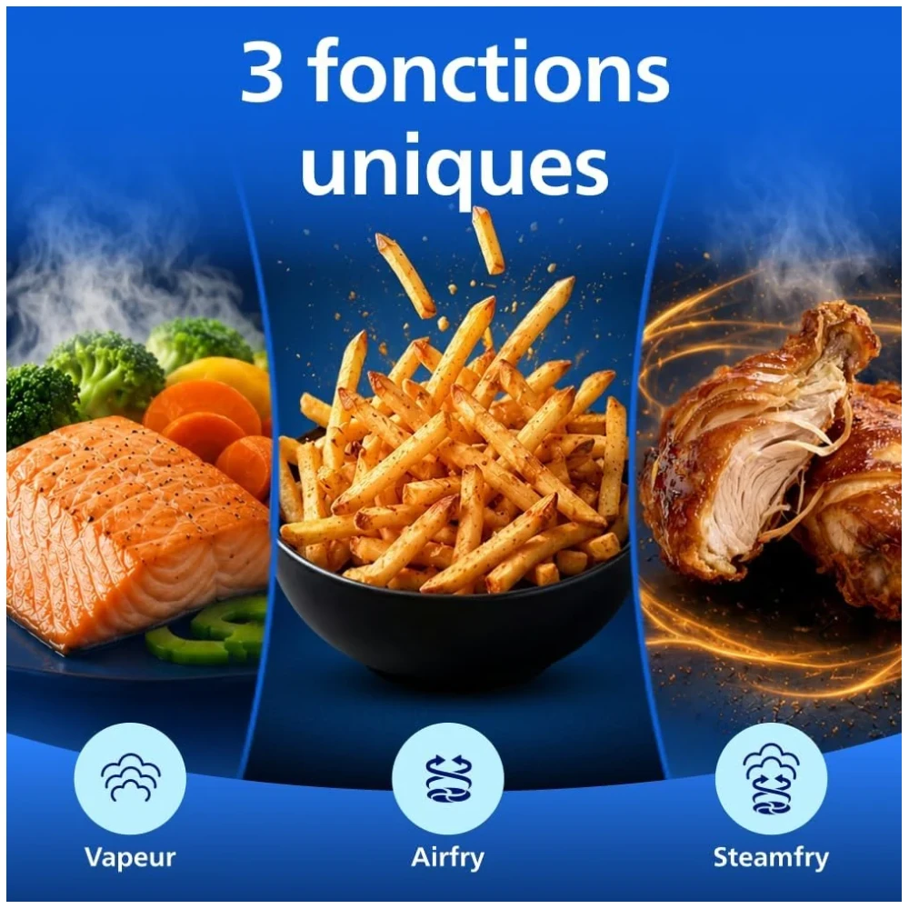 Vue principale de Philips Airfryer Série 5000, Double panier 9 L avec vapeur