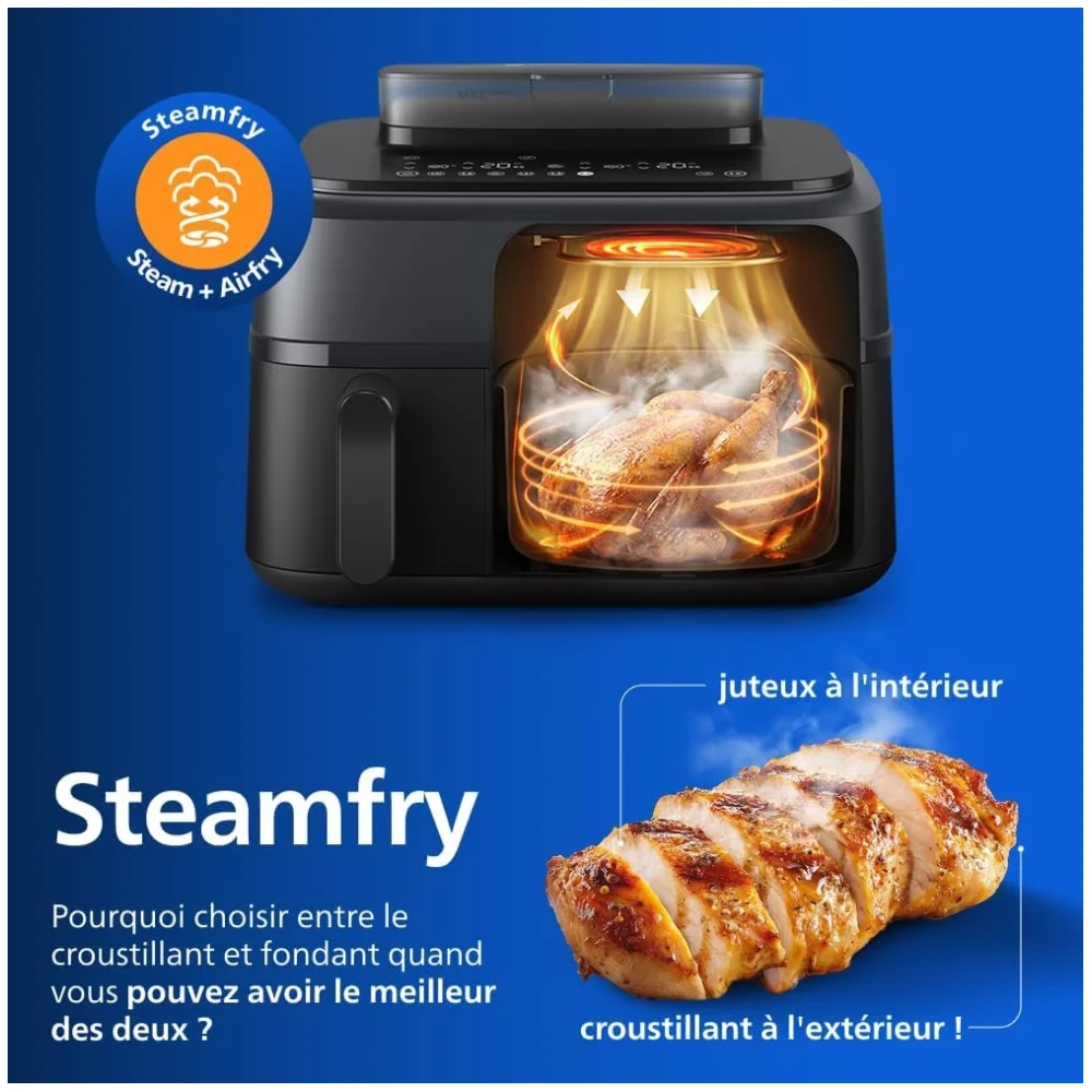 Vue principale de Philips Airfryer Série 5000, Double panier 9 L avec vapeur