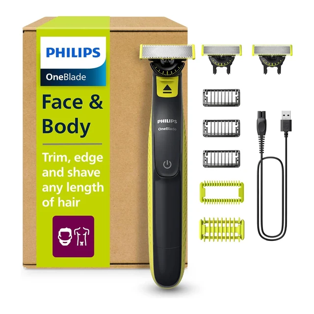 Vue principale de Philips OneBlade 360 QP2824/31, tondeuse visage et corps + 3 lames