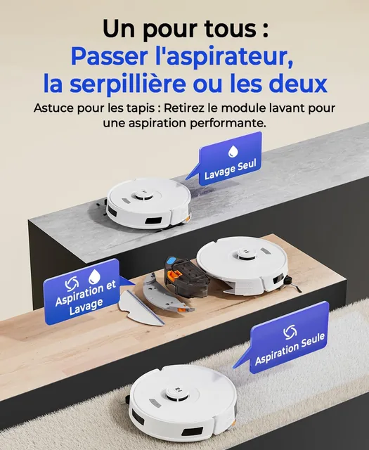 Vue principale de Redkey D8, Robot aspirateur avec vidage automatique