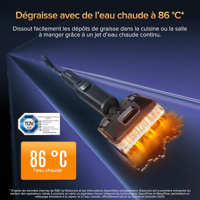 Vue principale de Roborock F25 Ultra, Aspirateur-laveur vapeur sans fil
