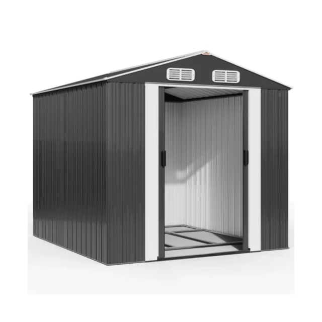 Abri de jardin métal GARDEBRUK XXXL 8 m², fondation incluse : vue complète sur fond blanc