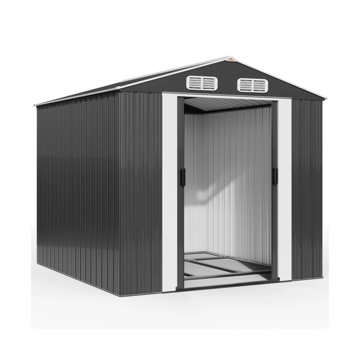 Abri de jardin métal GARDEBRUK XXXL 8 m², fondation incluse : vue complète sur fond blanc