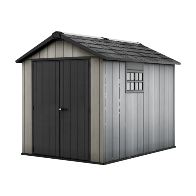 Abri de jardin Keter Oakland 6 m², parois effet bois peignables : vue complète du produit