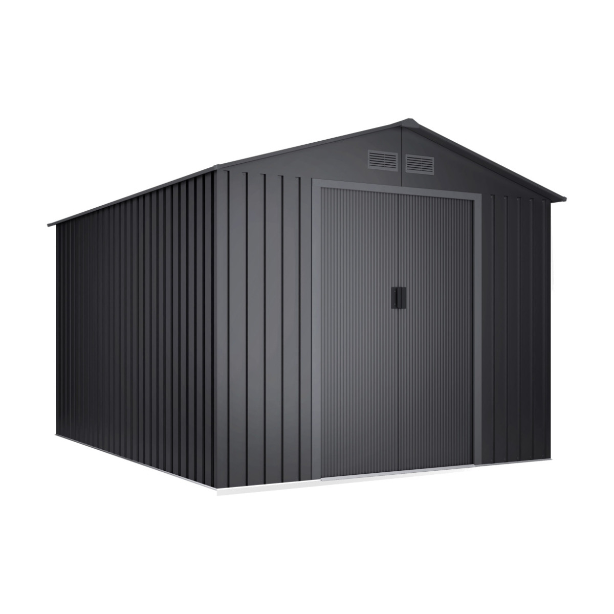 Abri de jardin métal Wasabi 8,08 m², finition anthracite : vue complète sur fond blanc
