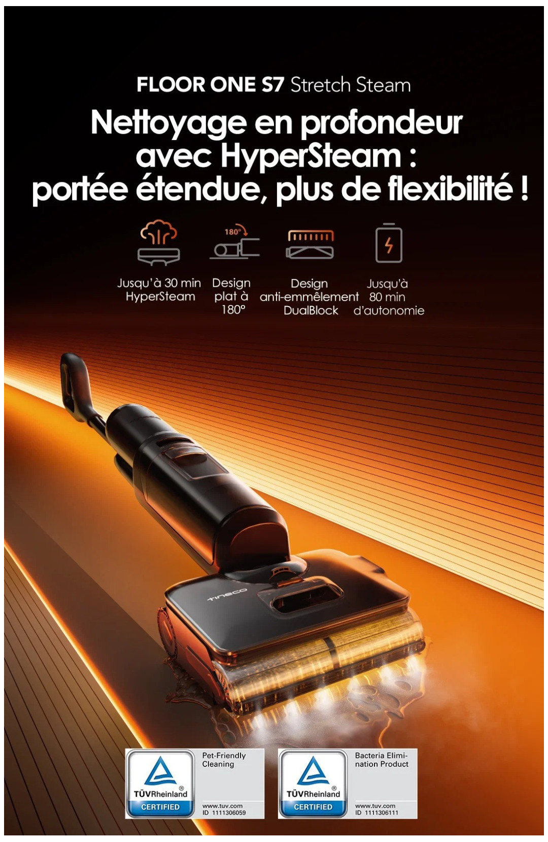 Tineco FLOOR ONE S7 Stretch Steam — vue du produit